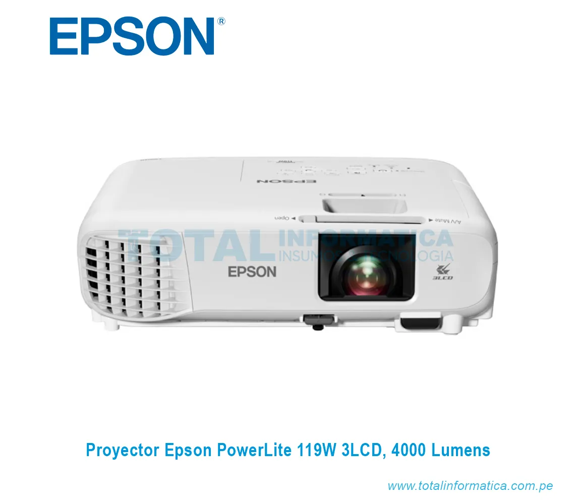 PROYECTOR EPSON POWERLITE 119W 3LCD, 4000 LUMENES - imagen 1