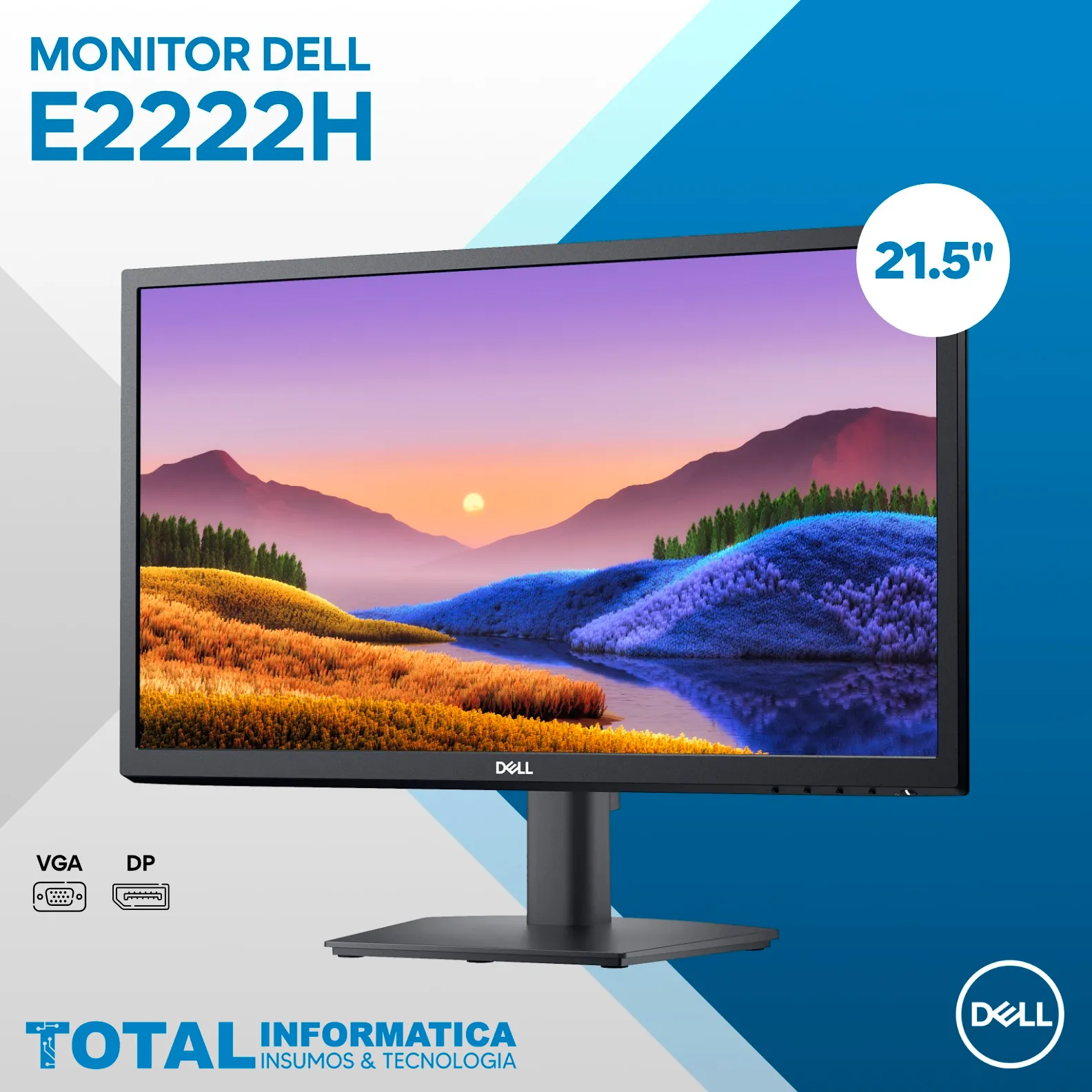 MONITOR DELL E2222H 2.15" FHD LED 1920X1080, VGA/DISPLAYPOR, 60HZ - imagen 3