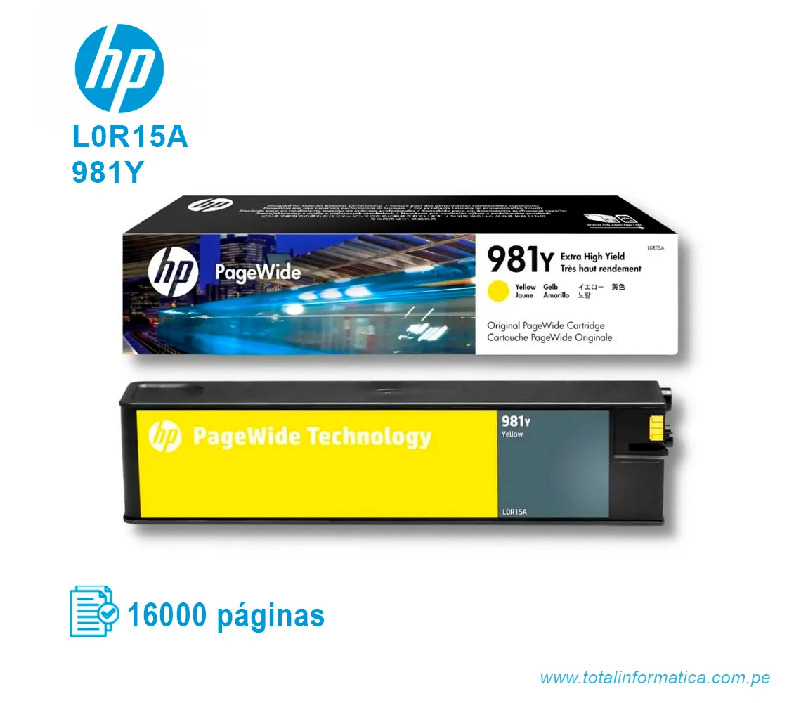 TINTA HP 981Y YELLOW ( L0R15A ) 16000 PÁG - imagen 2