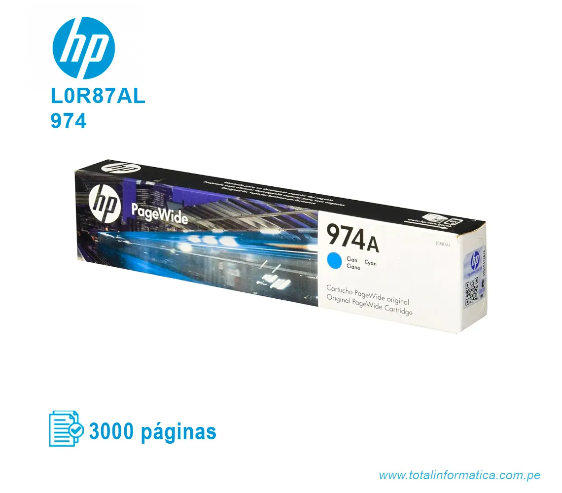 TINTA HP 974 CYAN ( L0R87AL ) 3,000 PÁG - imagen 1