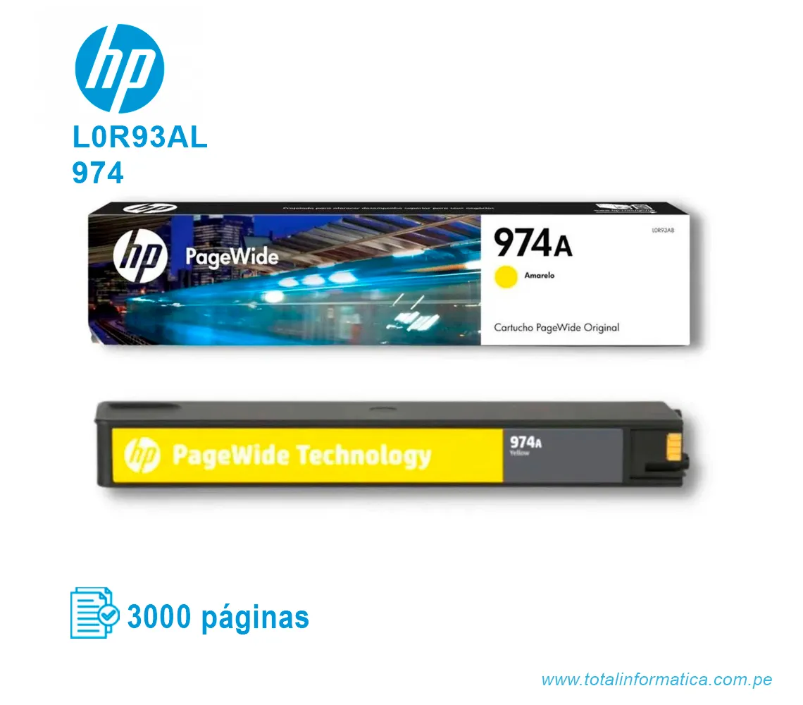 TINTA HP 974 YELLOW ( L0R93AL ) 3,000 PÁG - imagen 2