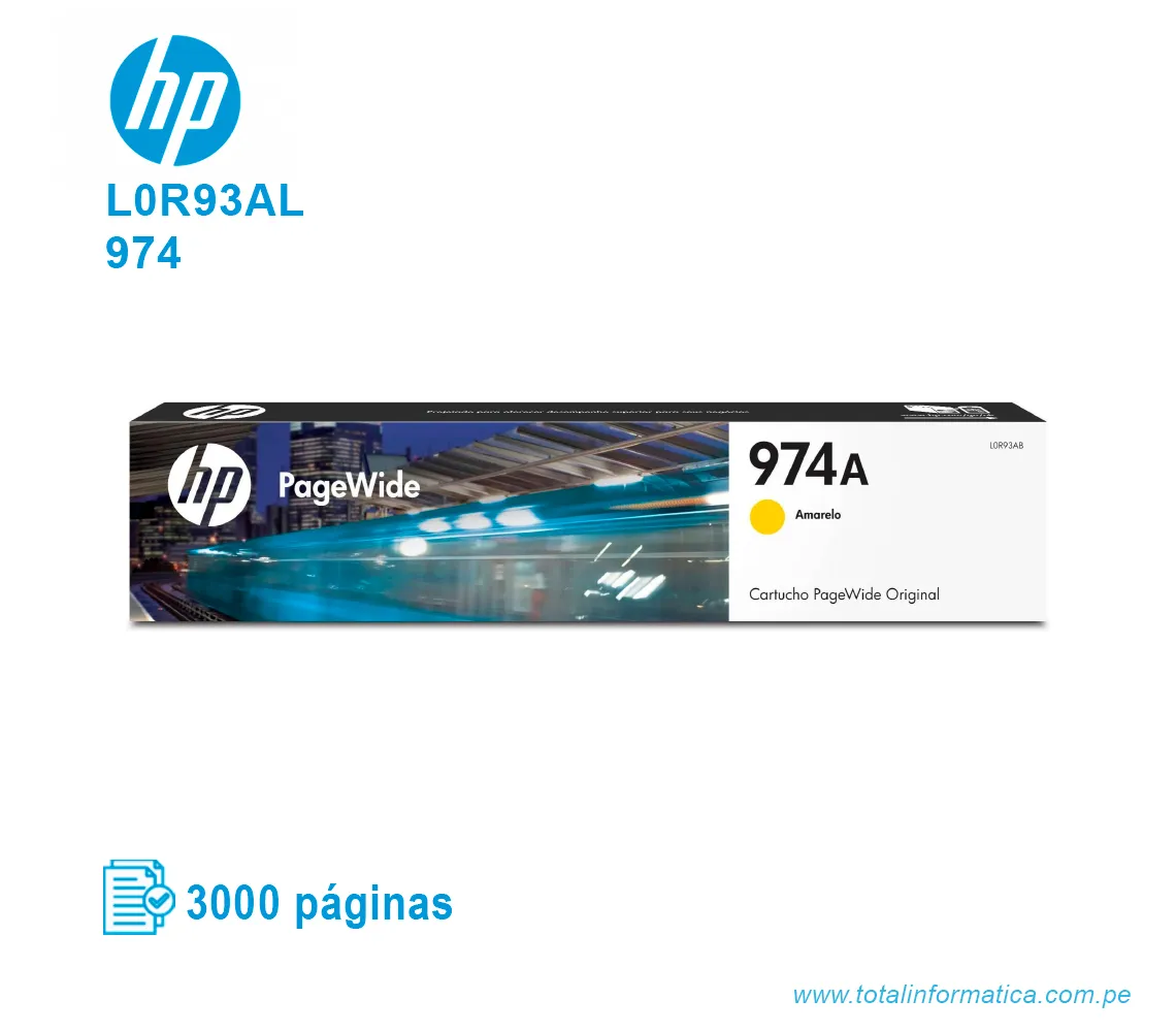 TINTA HP 974 YELLOW ( L0R93AL ) 3,000 PÁG - imagen 1