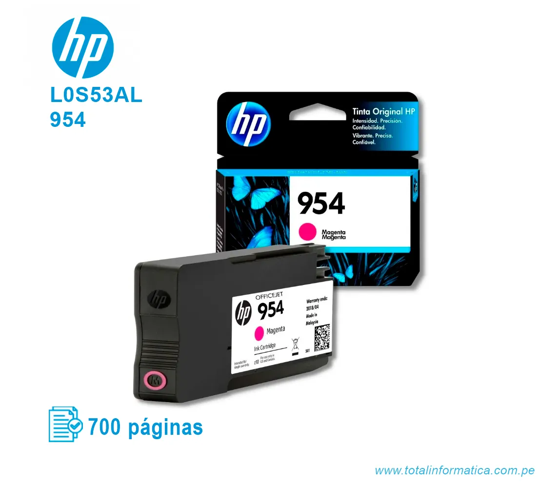 TINTA HP 954 MAGENTA ( L0S53AL ) 700 PÁG - imagen 2