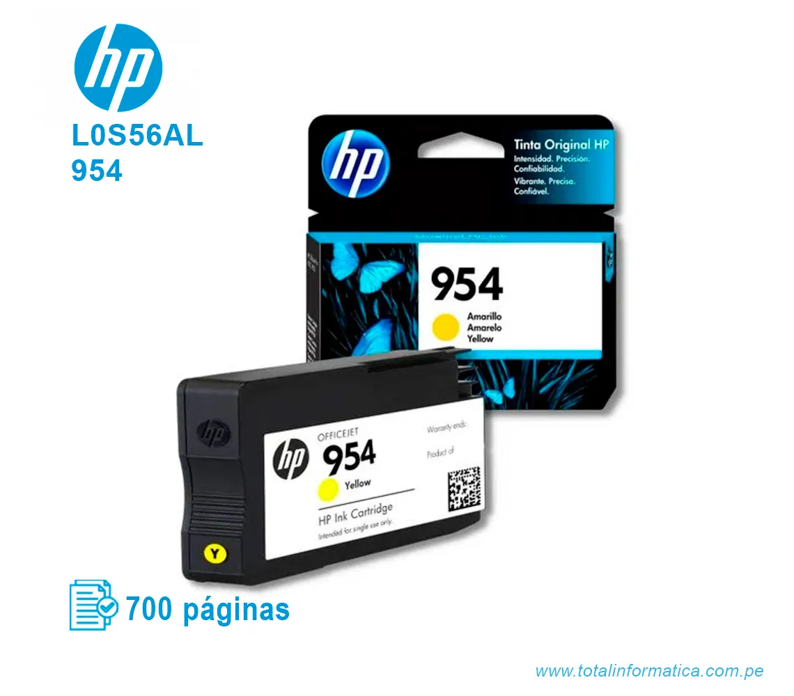 TINTA HP 954 YELLOW ( L0S56AL ) 700 PÁG - imagen 2