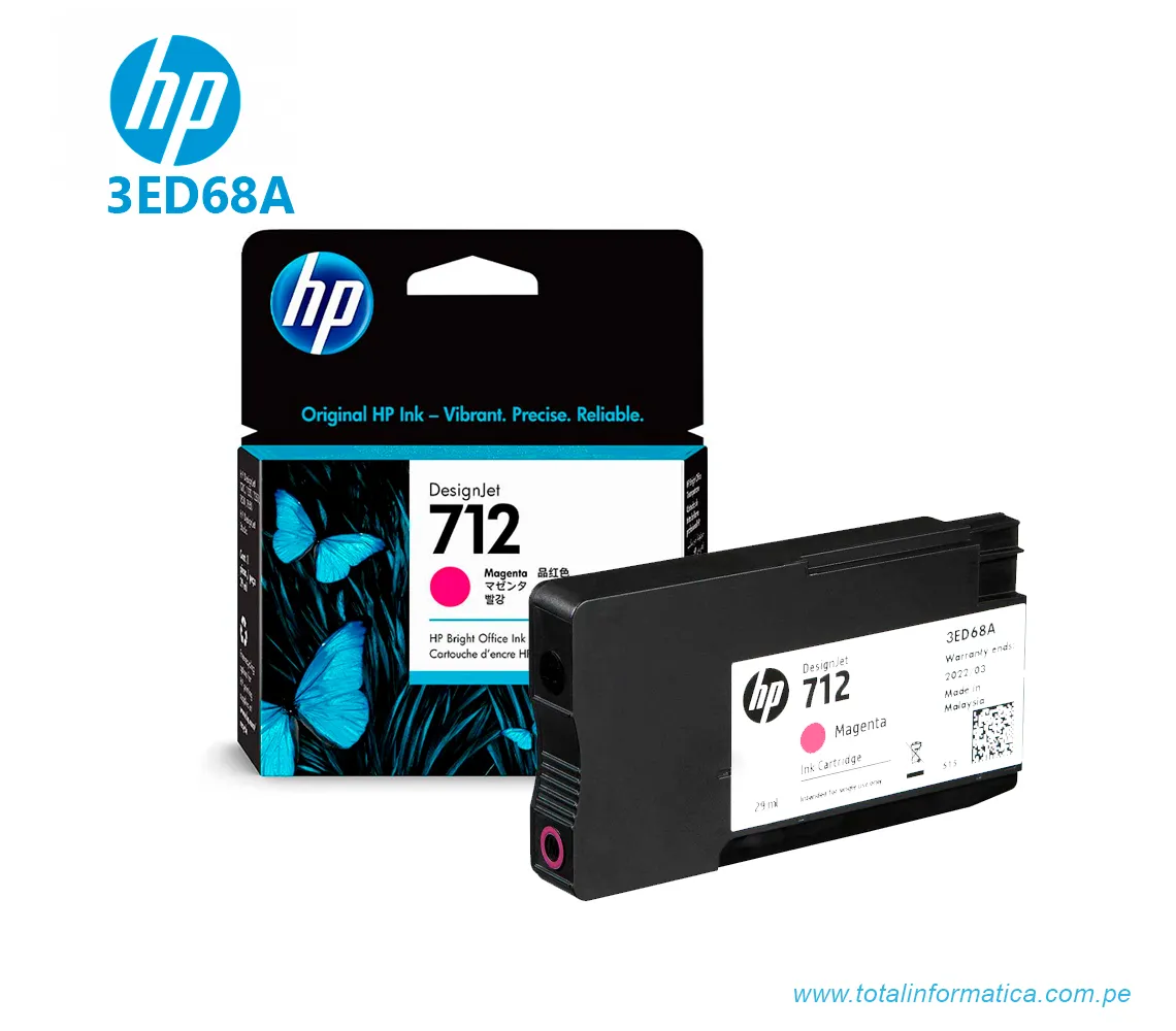 CARTUCHO DE TINTA MAGENTA HP 3ED68A(712A), 29ML, DESIGNJET T210, T230, T250, T630, T650 - imagen 2
