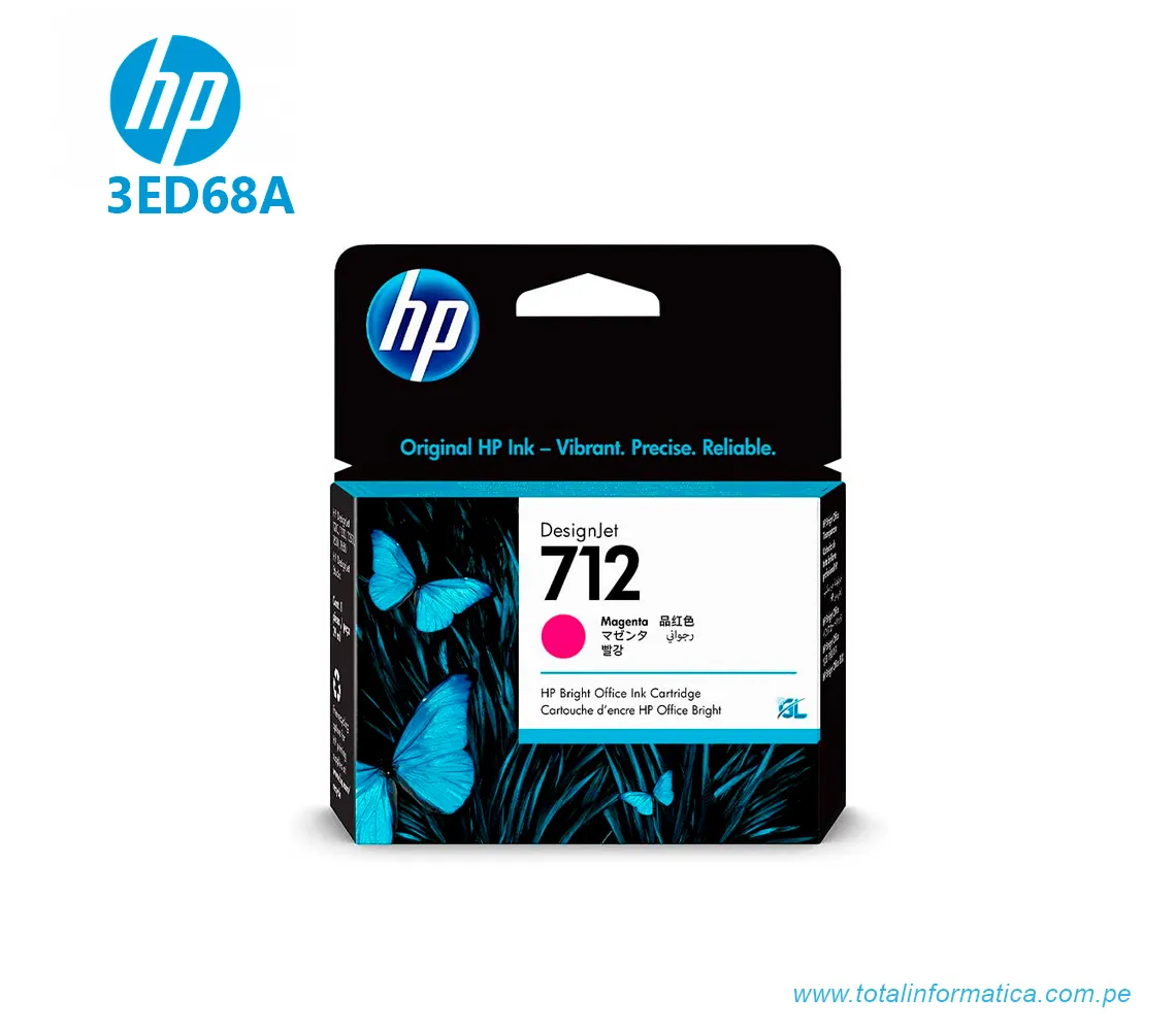 CARTUCHO DE TINTA MAGENTA HP 3ED68A(712A), 29ML, DESIGNJET T210, T230, T250, T630, T650 - imagen 1