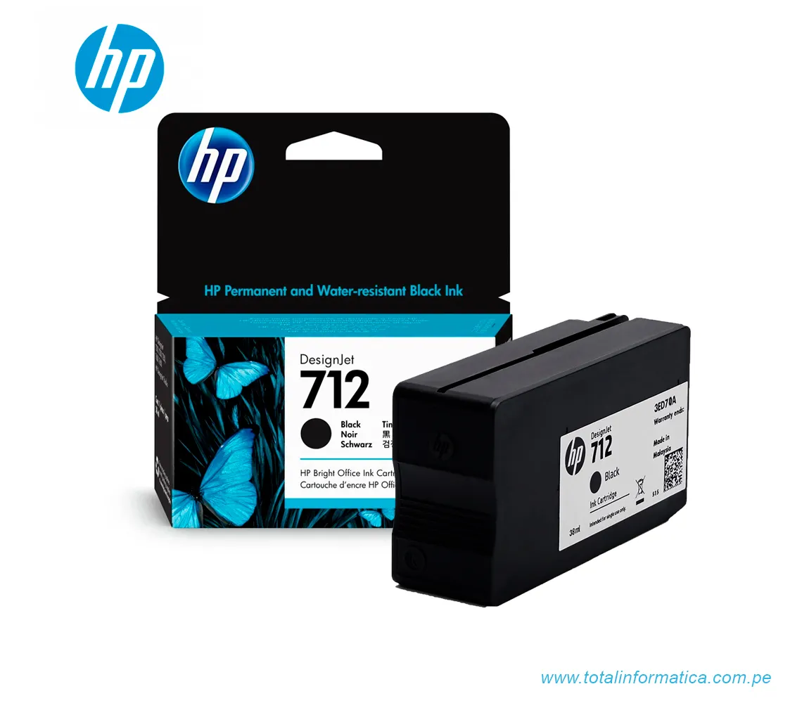 CARTUCHO DE TINTA NEGRO HP 3ED70A(712A), 38ML, DESIGNJET T210, T230, T250, T630, T650 - imagen 2