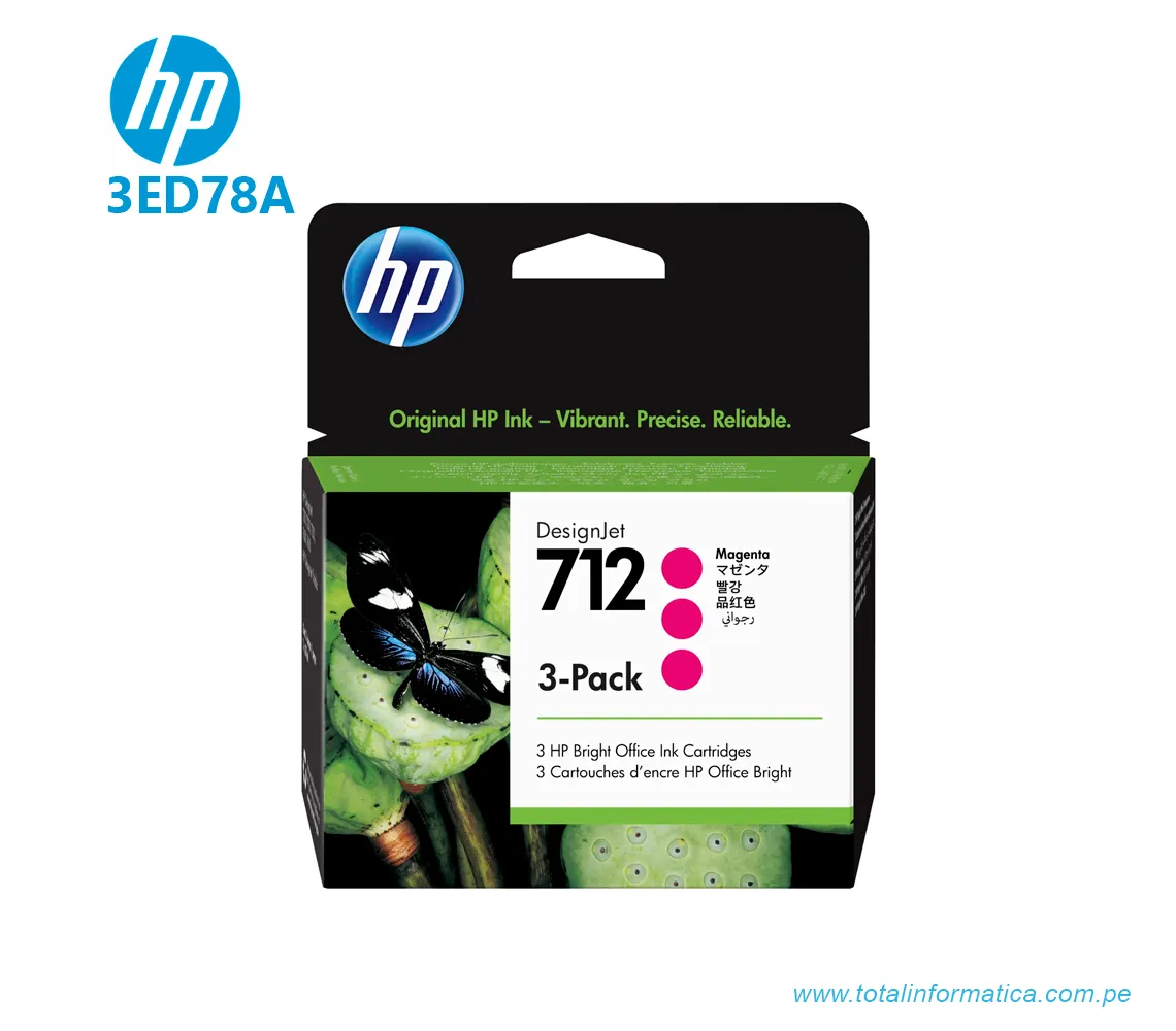 TINTA HP 3ED78A (712A) PAQUETE DE 3, 29ML MAGENTA, DESIGNJET T210, T230, T250, T630, T650 - imagen 1
