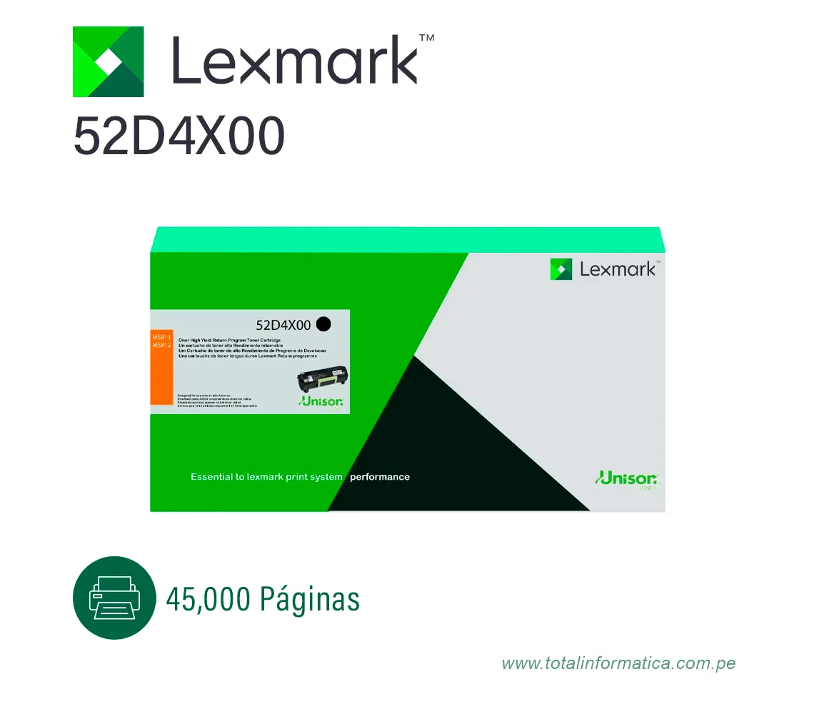 TONER LEXMARK (52D4X00) NEGRO MS812de,MS811dn,MS812dn 45K PG - imagen 2