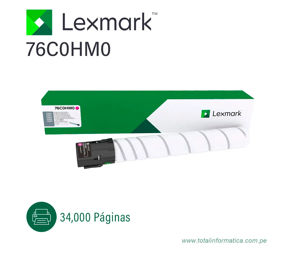 TONER LEXMARK (76C0HM0) MAGENTA CX921,CX922,CX923,CX924 34K PG - imagen 2