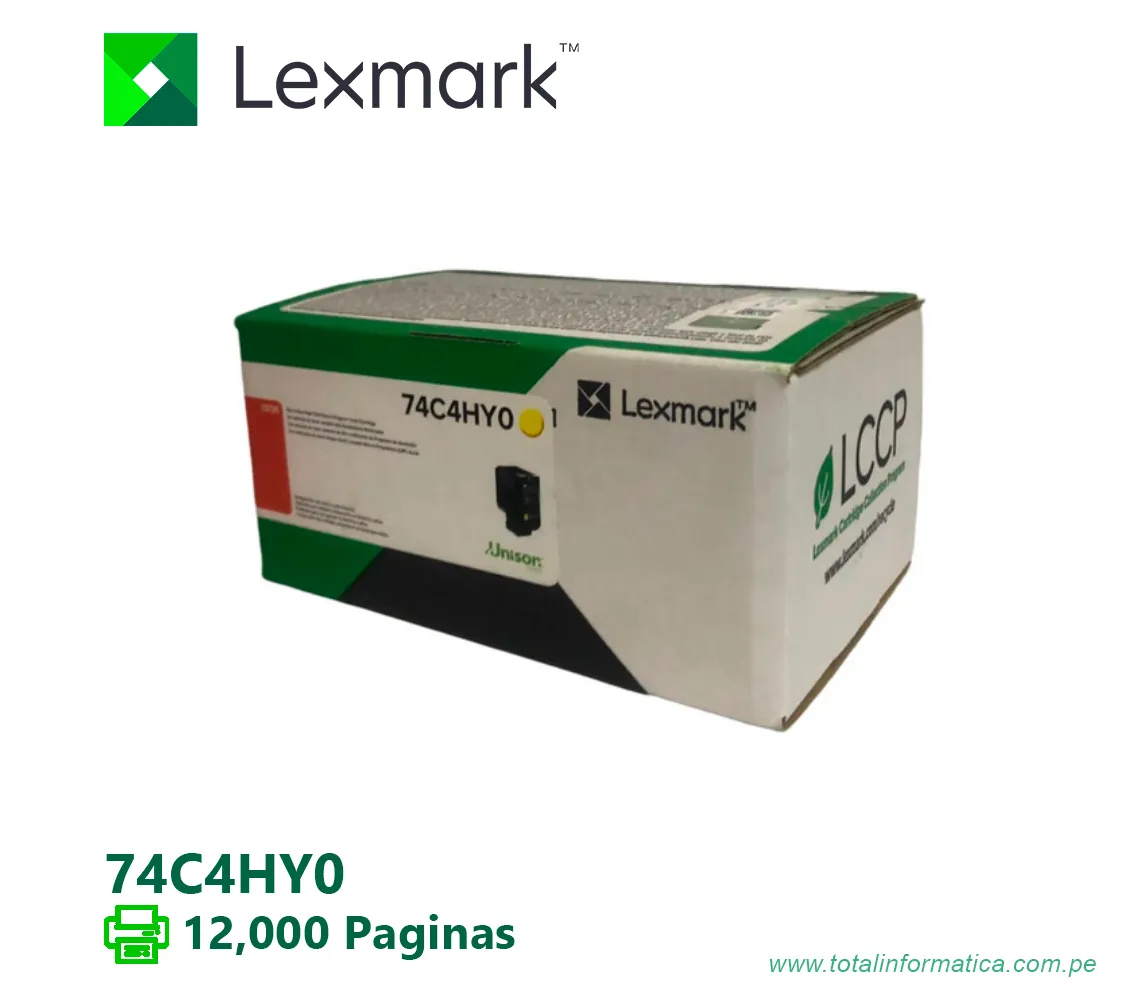 TONER LEXMARK ( 74C4HY0 ) CS72X YELLOW 12K PG - imagen 1