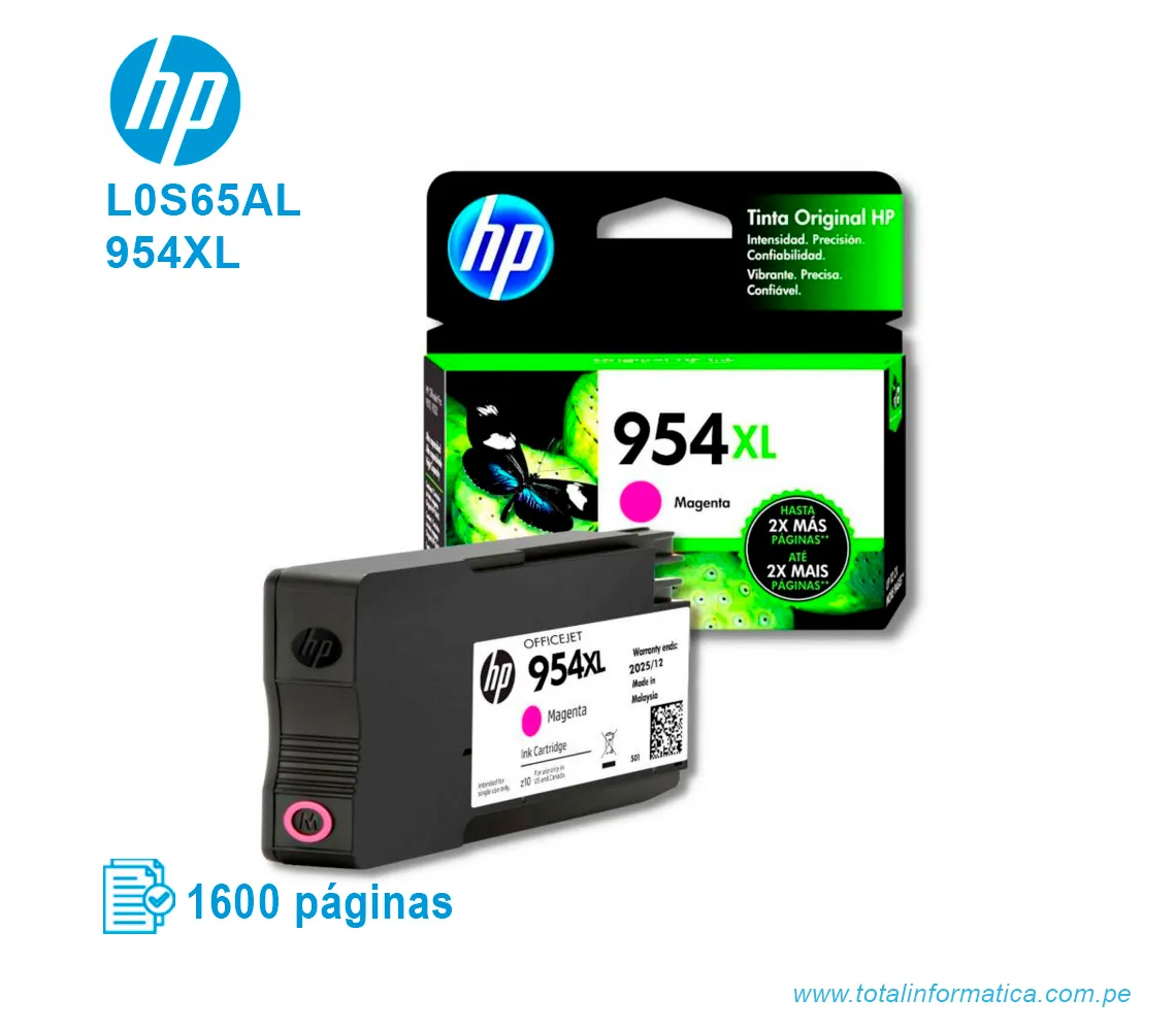TINTA HP 954XL MAGENTA ( L0S65AL ) 1600 PÁG - imagen 2