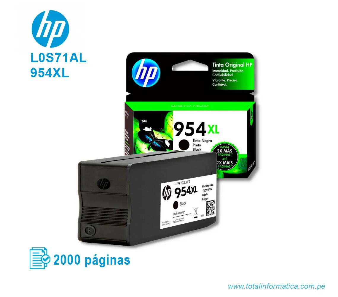 TINTA HP 954XL BLACK ( L0S71AL ) 2000 PÁG - imagen 2