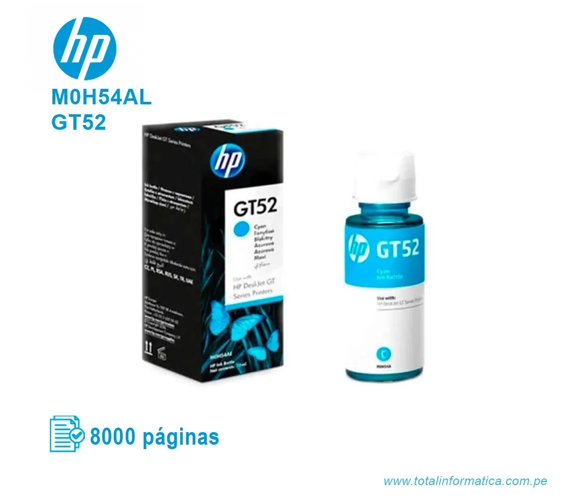 TINTA HP GT52 CYAN ( M0H54AL ) 8000 PÁG - imagen 2