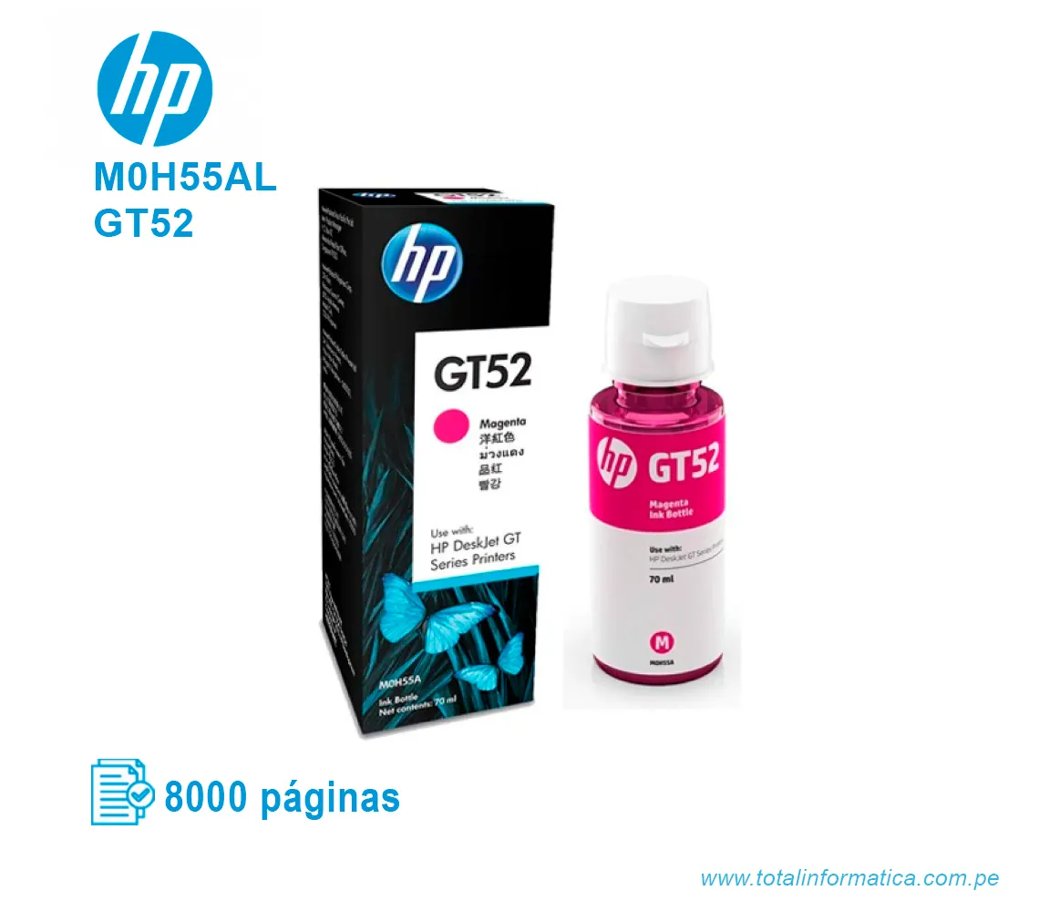 TINTA HP GT52 MAGENTA ( M0H55AL ) 8000 PÁG - imagen 1
