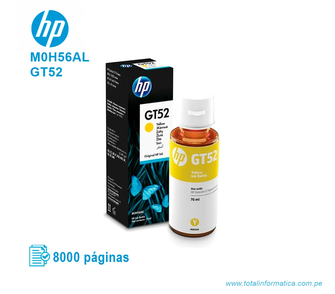 TINTA HP GT52 YELLOW ( M0H56AL ) 8000 PÁG - imagen 1