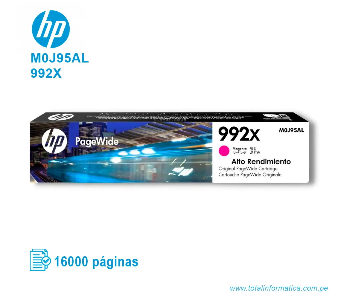 TINTA HP 992X MAGENTA ( M0J95AL ) 16,000 PÁG - imagen 1