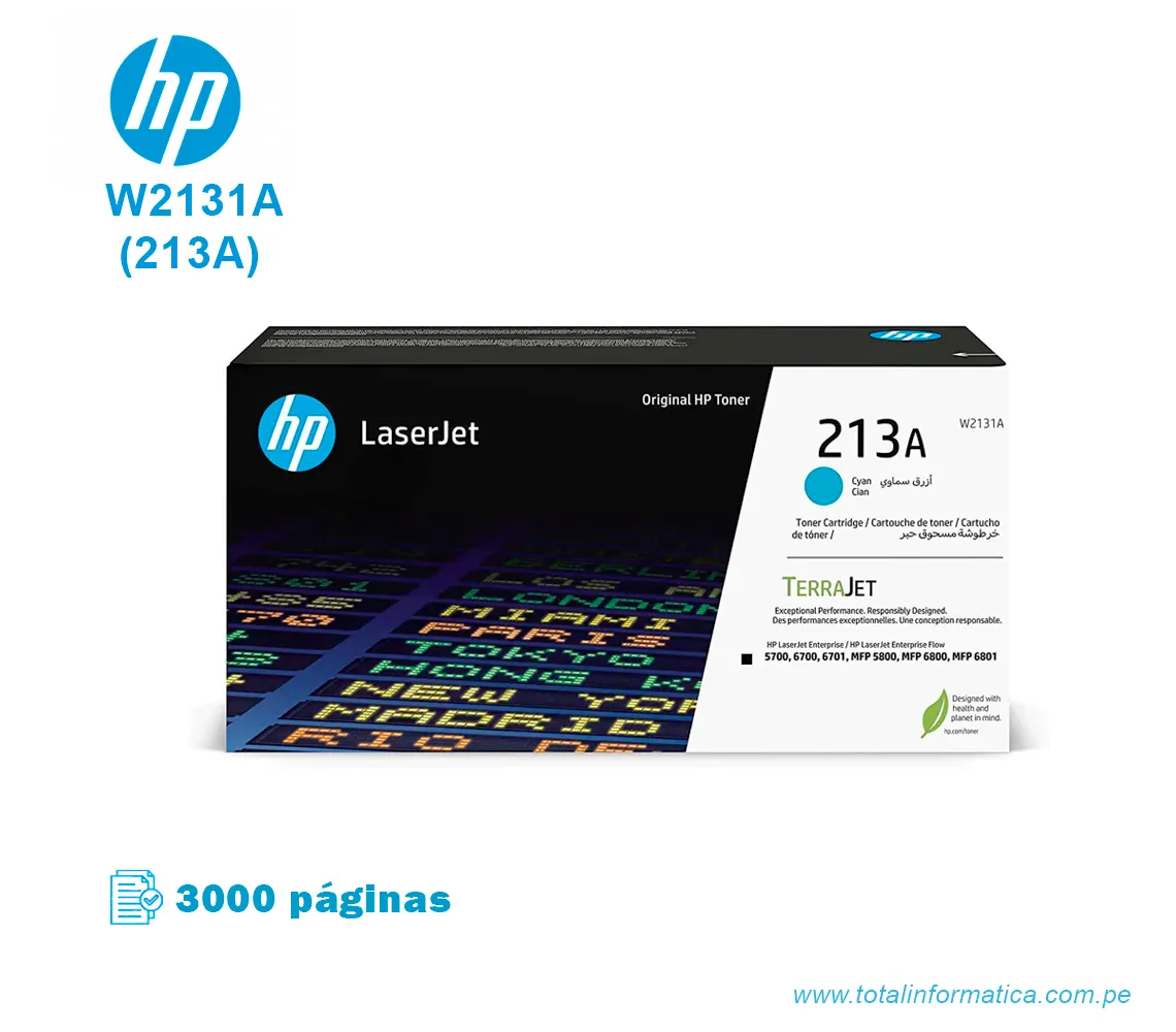 CARTUCHO DE TONER HP W2131A(213A) LJ 5800 ENT. CYAN 3 KPGS - imagen 1
