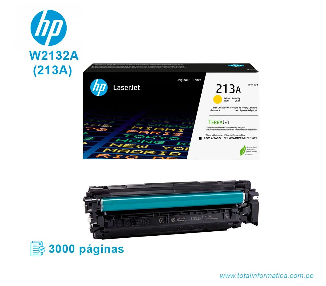 CARTUCHO DE TONER HP W2132A(213A) LJ 5800 ENT. YELLOW 3KPGS - imagen 2