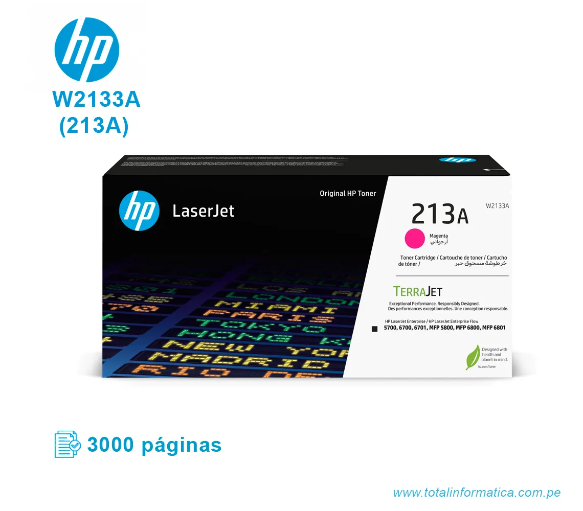 CARTUCHO DE TONER HP W2133A(213A) LJ 5800 ENT. MAGENTA 3KPGS - imagen 1