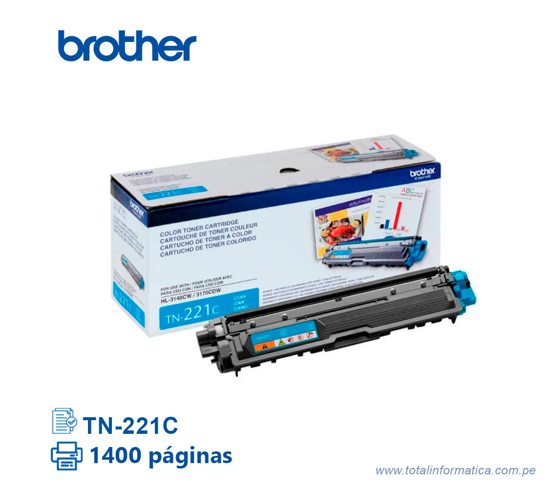 TONER BROTHER TN221C CIAN 1400 PAG   - imagen 2