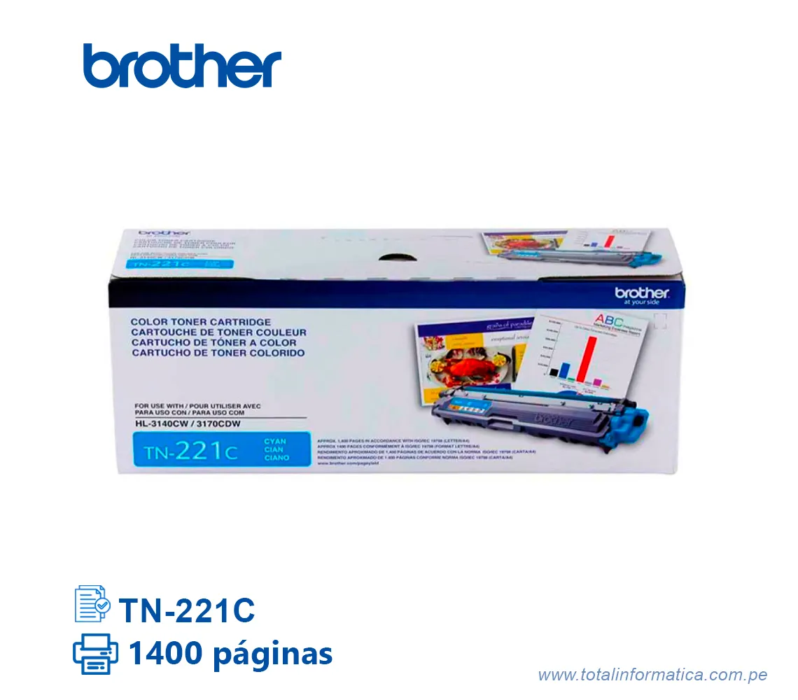 TONER BROTHER TN221C CIAN 1400 PAG   - imagen 1