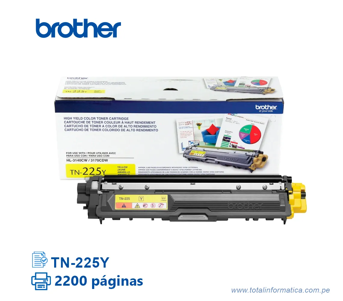 TONER BROTHER TN225Y YELLOW 2200 PAG   - imagen 2