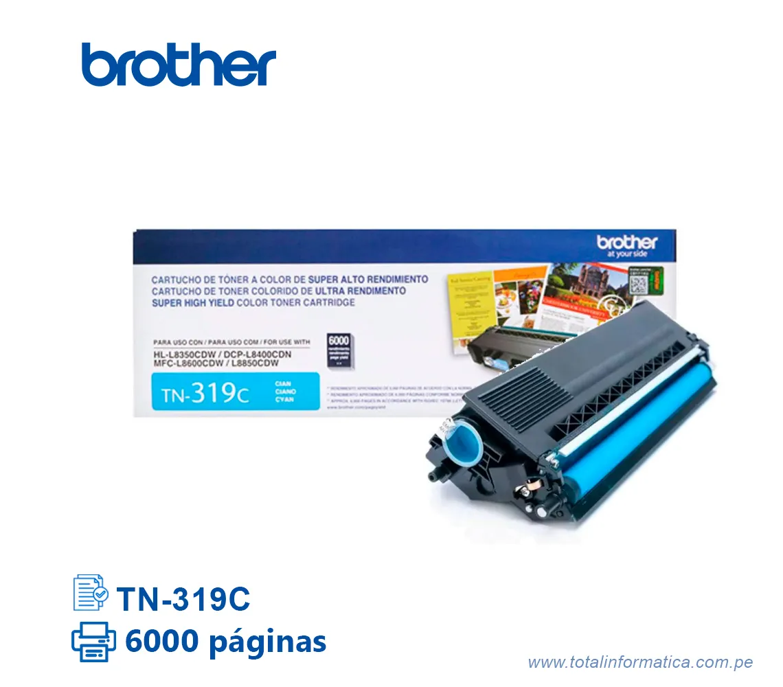 TONER BROTHER TN319C CYAN  6000 PAG - imagen 2