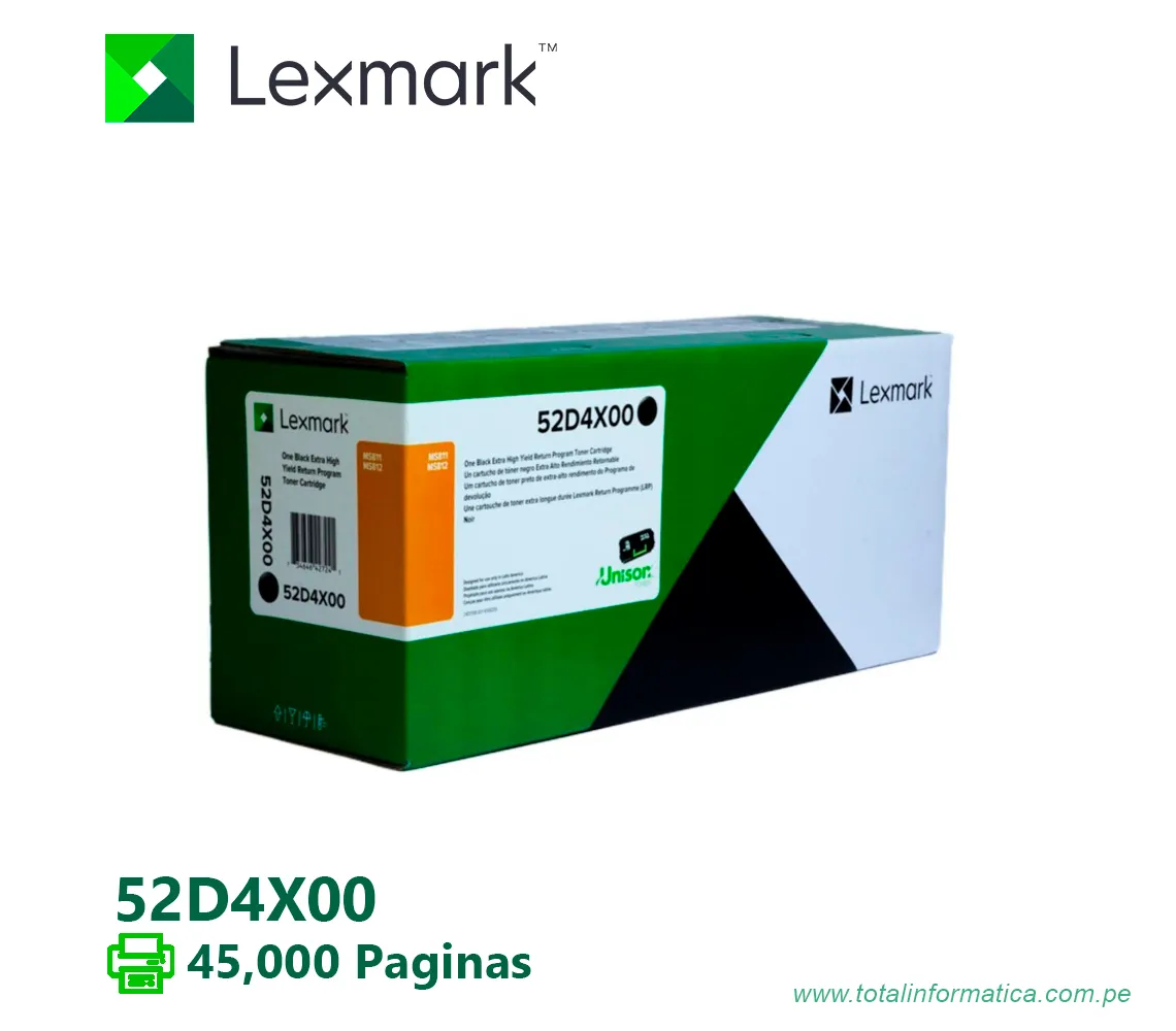 TONER LEXMARK (52D4X00) NEGRO MS812de,MS811dn,MS812dn 45K PG - imagen 1