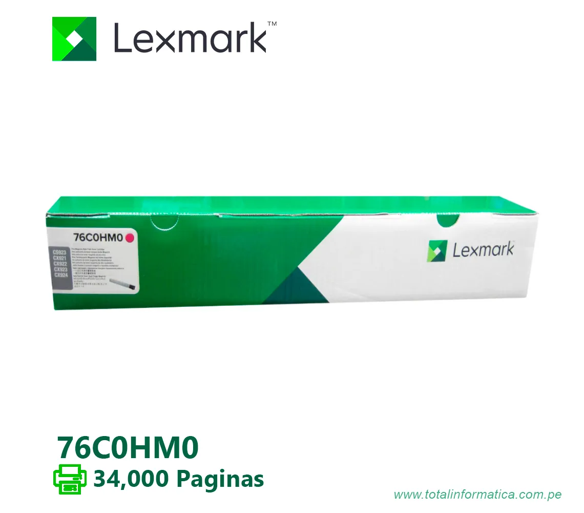 TONER LEXMARK (76C0HM0) MAGENTA CX921,CX922,CX923,CX924 34K PG - imagen 1