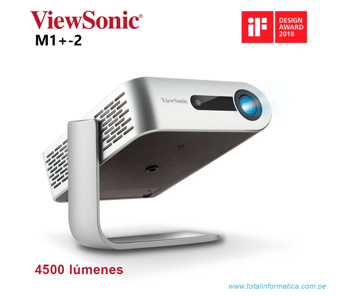 PROYECTOR VIEWSONIC M1+-2 PORTABLE WIFI, WVGA, 300 LUMENES, 854 x 480 - imagen 1