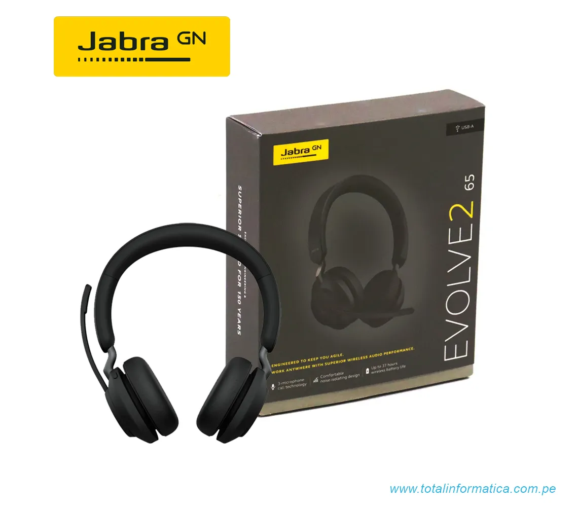 AUDIFONOS CON MICROFONO JABRA EVOLVE2 65 STEREO, INALAMBRICO, USB-A/BLUETOOTH, NEGRO(26599-999-999)  - imagen 5