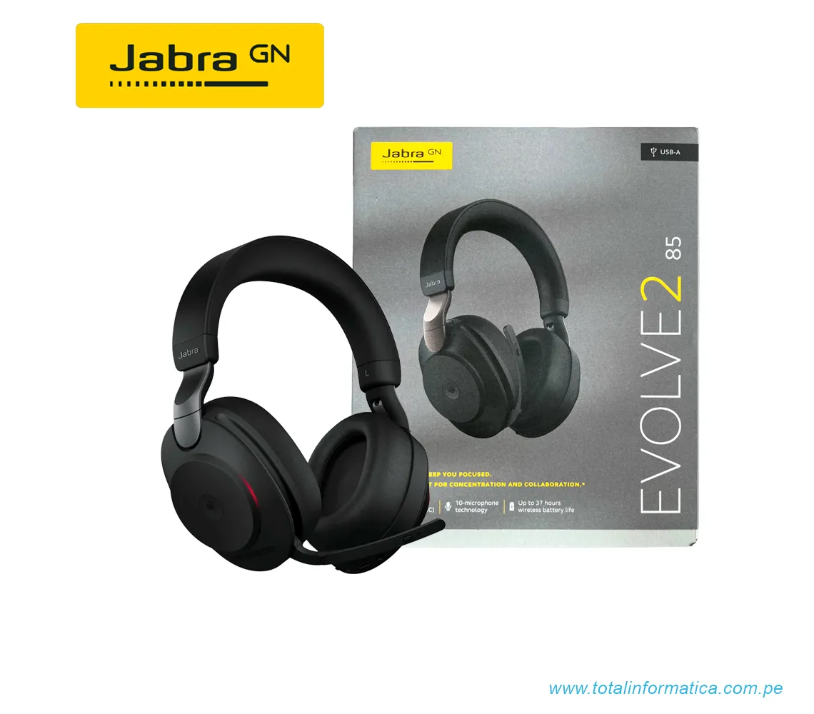 AUDIFONOS CON MICROFONO JABRA EVOLVE2 85 STEREO, INALAMBRICO, USB-A/BLUETOOTH, NEGRO(28599-999-999)  - imagen 4