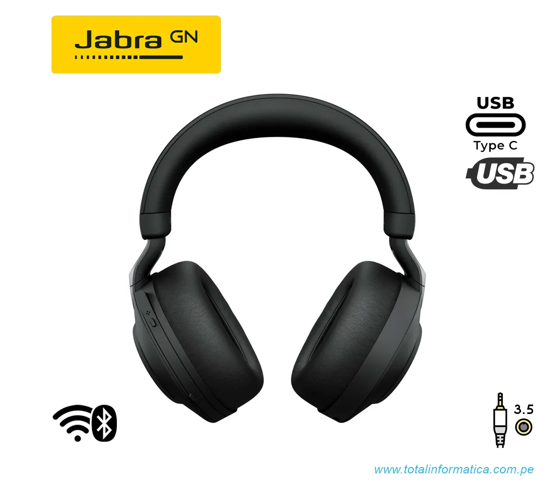 AUDIFONOS CON MICROFONO JABRA EVOLVE2 85 STEREO, INALAMBRICO, USB-A/BLUETOOTH, NEGRO(28599-999-999)  - imagen 1