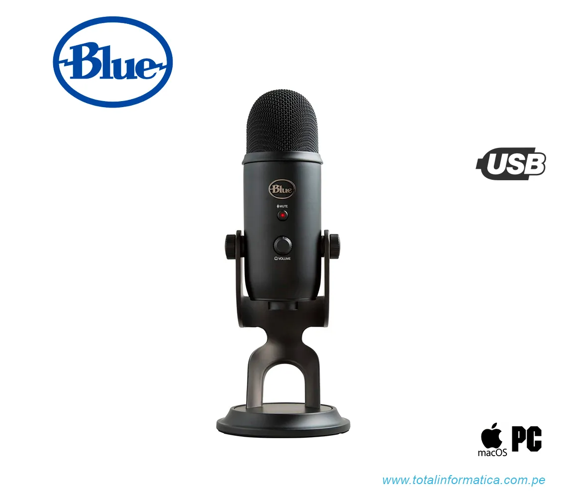 MICROFONO LOGITECH BLUE YETI STREAMING, CARDIOID / OMNI / BI, LED, USB, NEGRO(988-000504) - imagen 1