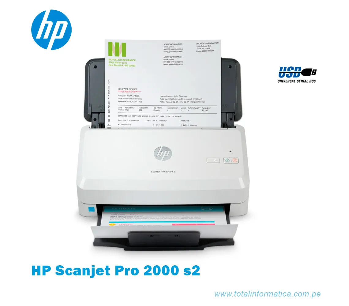 ESCÁNER HP SCANJET PRO 2000 S2, 35PPM/70 IPM, USB - imagen 1