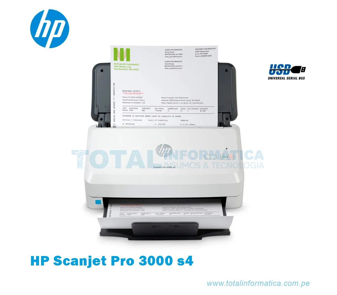 ESCÁNER HP SCANJET PRO 3000 S4 6FW07A, 40 PPM/80 IPM - imagen 1