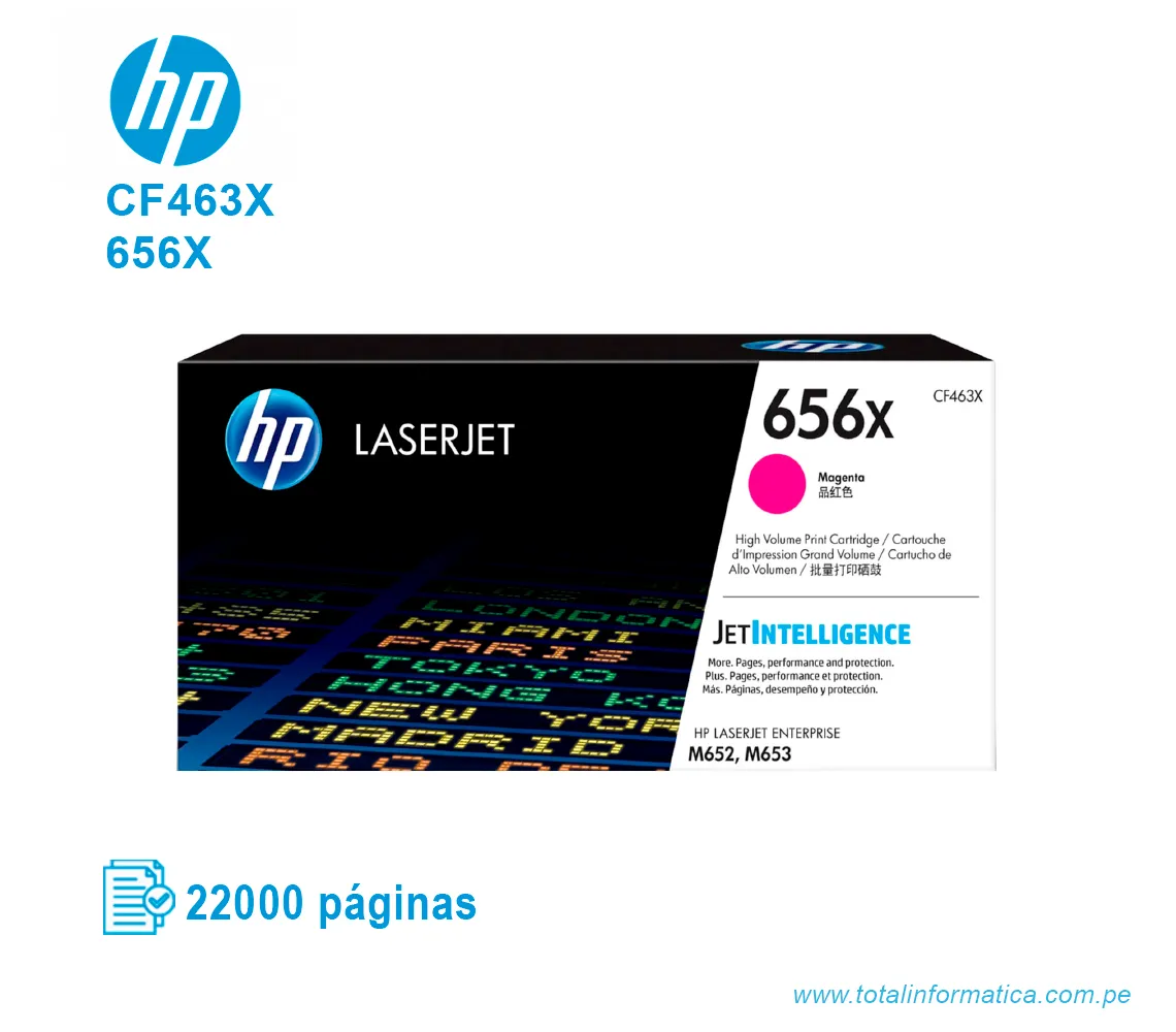 TONER HP 656X MAGENTA ( CF463X ) LASERJET PRO ENT M652, 22K PG - imagen 1