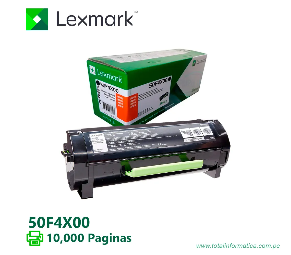 TONER LEXMARK (50F4X00) NEGRO MS610,MS410,MS415 10,000PG - imagen 2