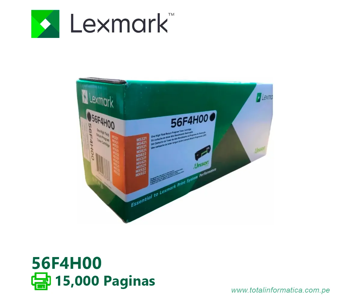 TONER LEXxMARK ( 56F4H00 ) MS321, MS622 15K PG - imagen 1