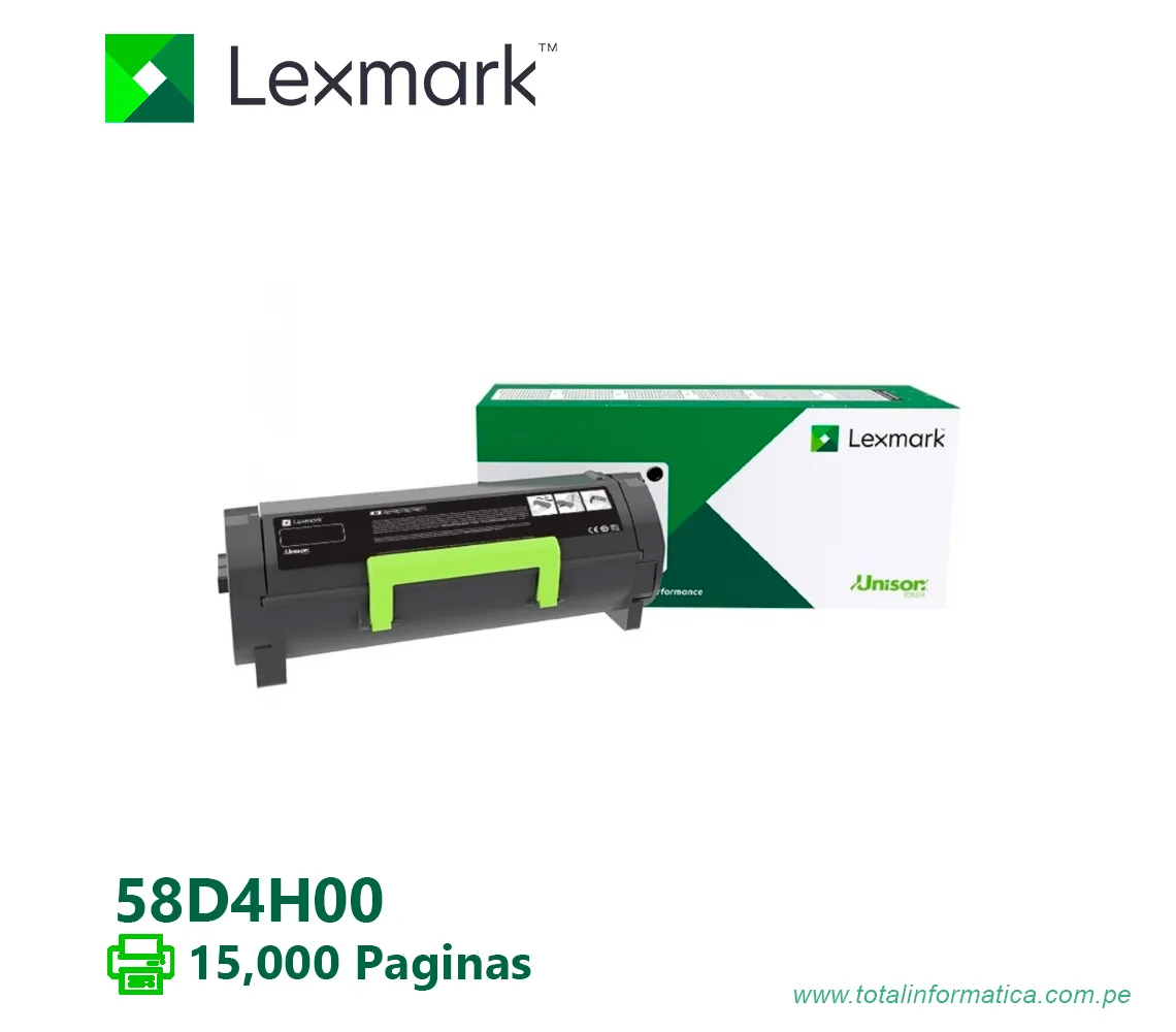 TONER LEXMARK (58D4H00) NEGRO MX826,MX822,MS821,MS823,MS826,MX722 15,000PG - imagen 2