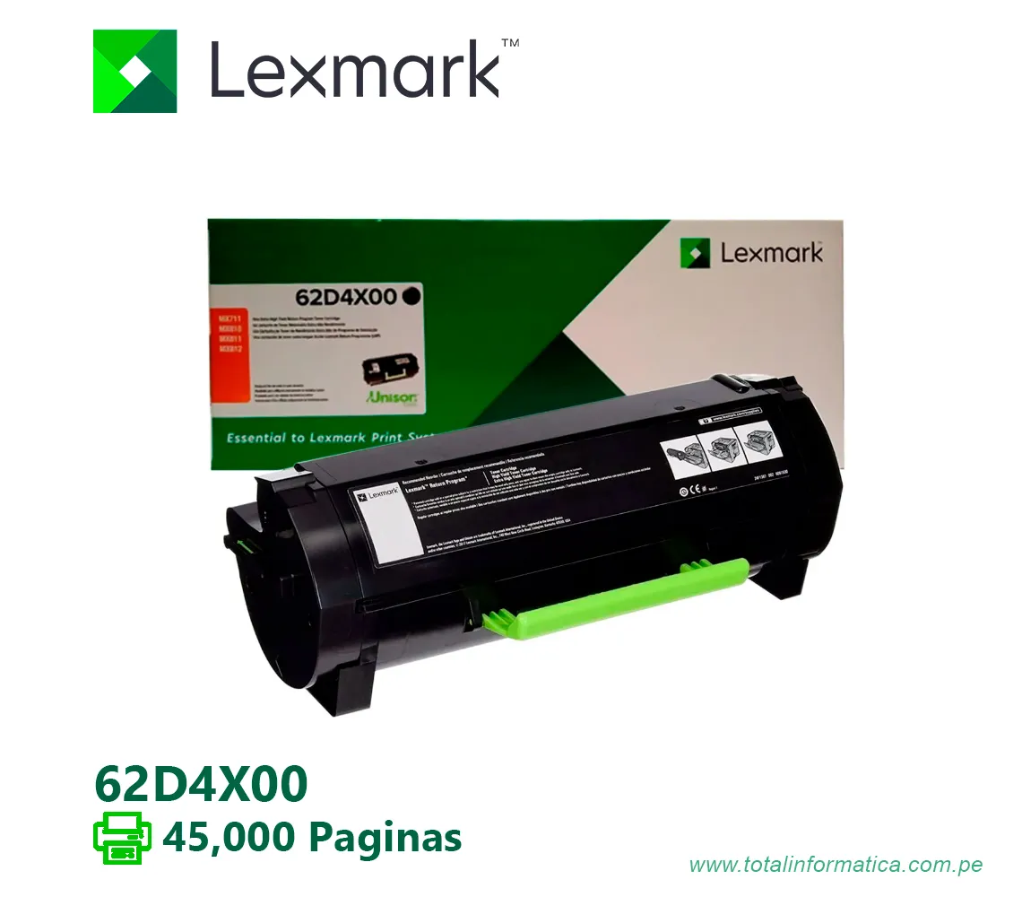 TONER LEXMARK 624X ( 62D4X00 ) BLACK EXTRA ALTO RENDIMIENTO, 45K PG - imagen 2