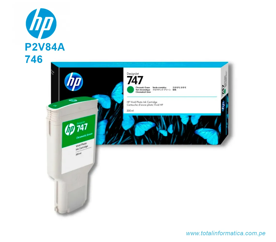 TINTA HP 747 CHROMATIC GREEN 300ML ( P2V84A ) PARA Z6 Z9 - imagen 2