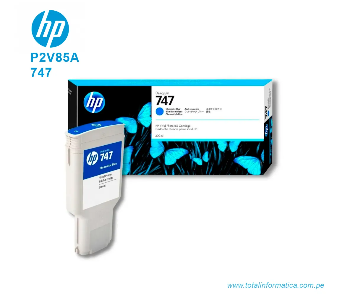 TINTA HP 747 CHROMATIC BLUE 300ML ( P2V85A ) PARA Z6 Z9 - imagen 2
