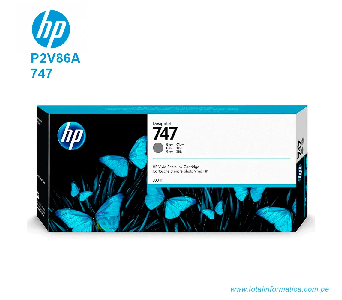 TINTA HP 747 GRAY 300ML ( P2V86A ) PARA Z6 Z9 - imagen 1