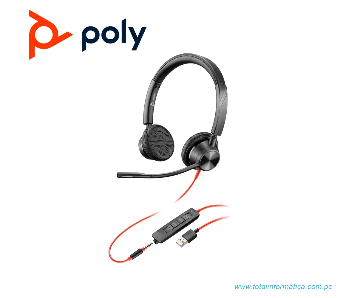 AURICULARES ESTEREO POLY BLACWIRE 3325 USB-A + CERTIFICADOS POR MICROSOFT TEAMS - imagen 1