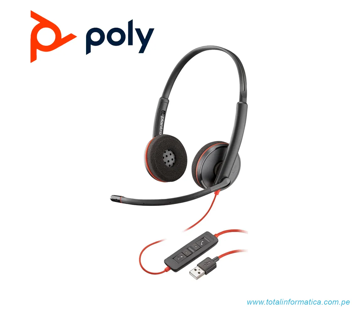AURICULARES ESTEREO POLY BLACKWIRE 3220 USB-A, NEGRO - imagen 1