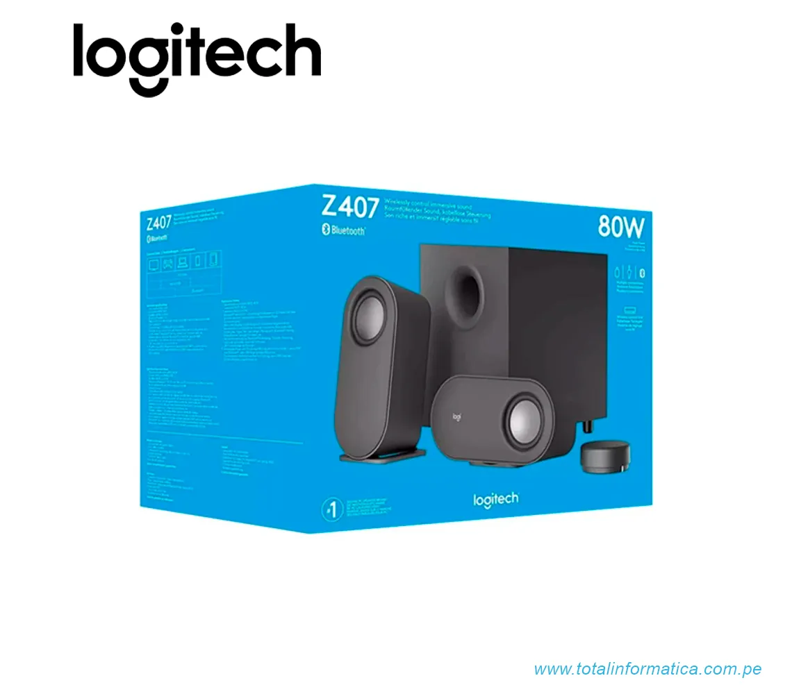 PARLANTE LOGITECH Z407, 2.1, 40W, BLUETOOTH, NEGRO(980-001347) - imagen 6