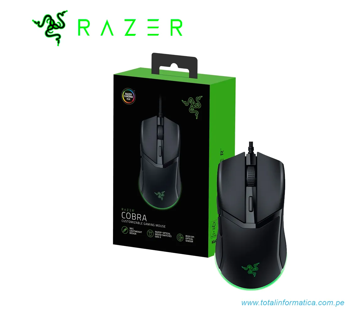 MOUSE GAMING RAZER COBRA , 8500 DPI, SWITCH OPTICO, RGB, CABLE SPEEDFLEX, NEGRO(RZ01-04650100-R3M1) - imagen 3
