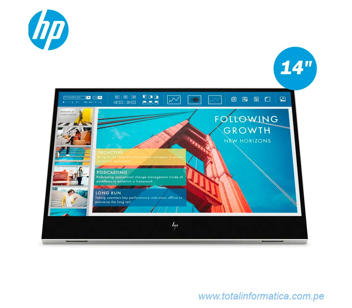 MONITOR PORTABLE HP E14 G4 1B065AA, 14" 1920 X 1080 FULL HD LED - imagen 1